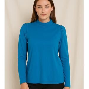 LOFT Puff Sleeve Blue Blouse Size XXL